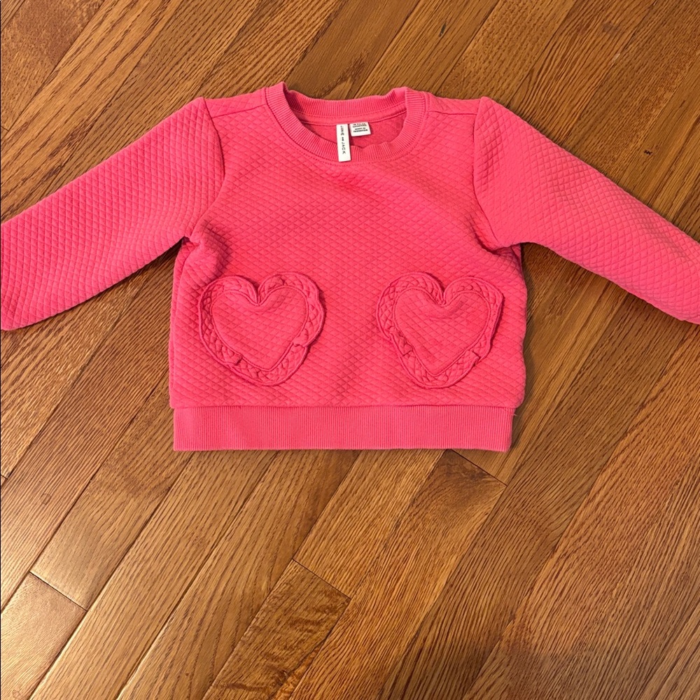 Janie & Jack Pink Quilted Heart Pocket Sweatshirt 18-24 months EUC